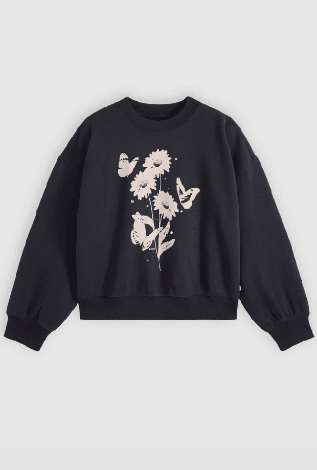 Crewneck sweatshirt with black woman flowers