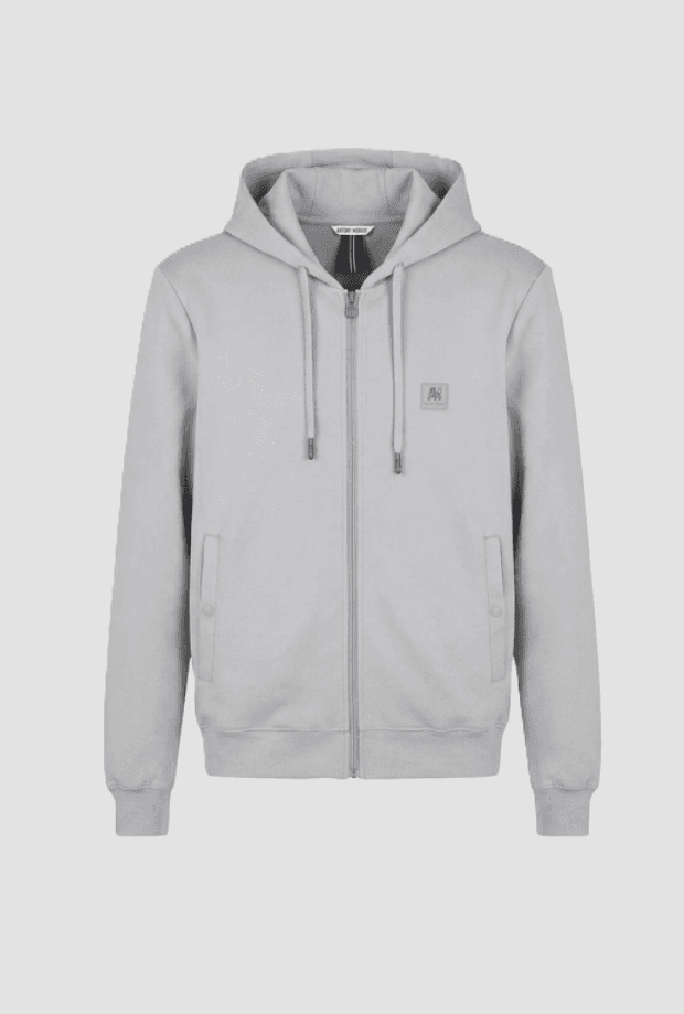 full-zip sweatshirt with hood man stone