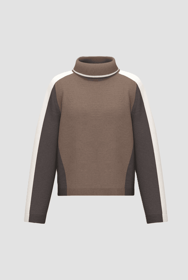 Women's high collar mesh beige