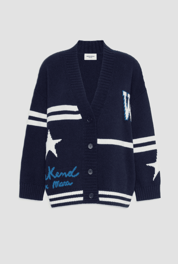 cardigan wool woman blue sea