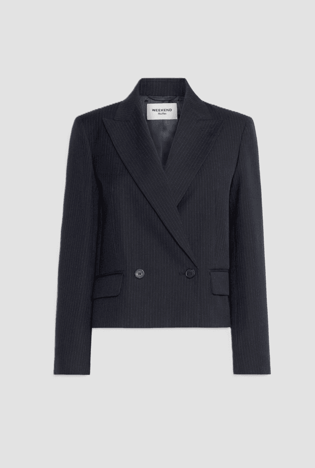 Crop jacket in double-breasted blue woman