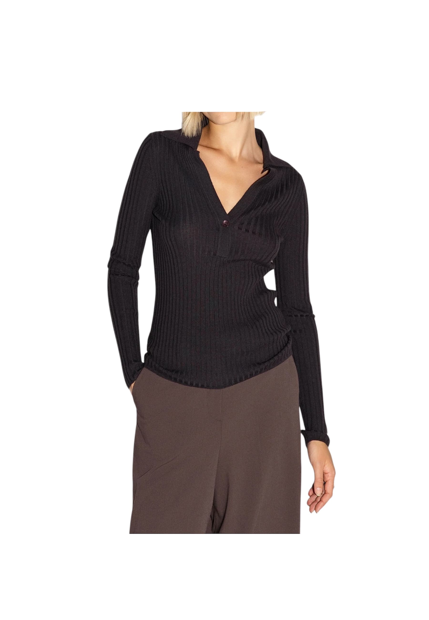 Women's knitted polo Akep at ribs