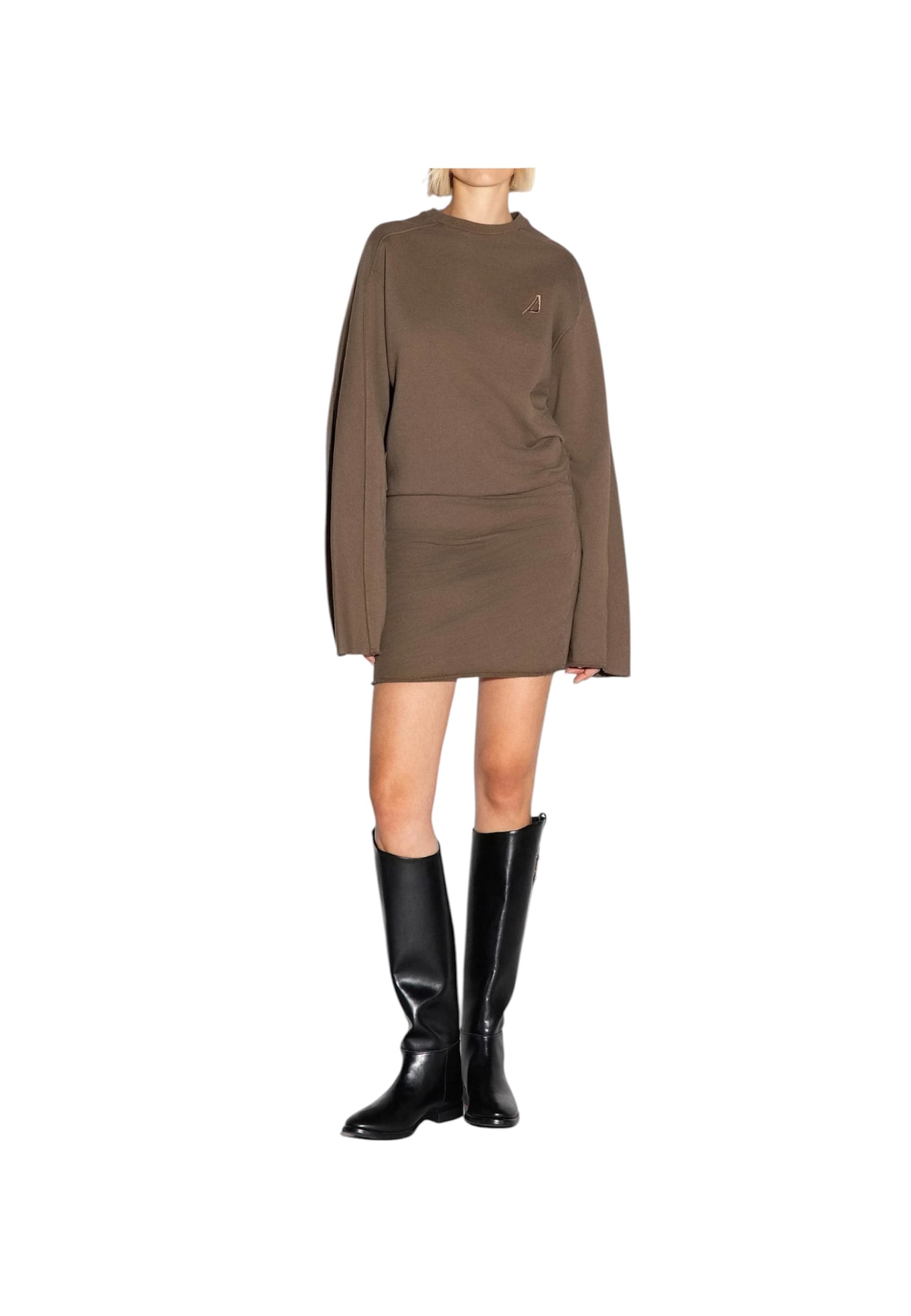 Short dress in women's sweatshirt Akep with drapery
