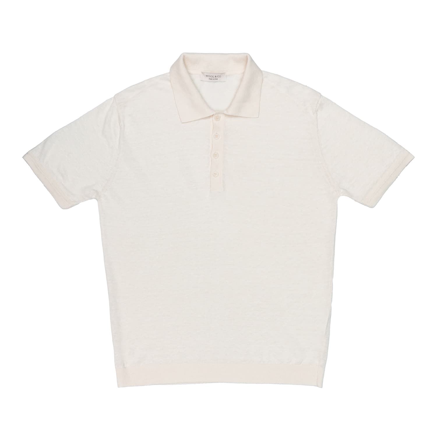 Men's Polo Wool & Co Pettinato Lino Ecru
