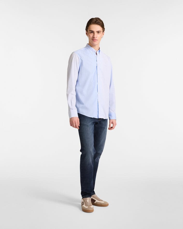 blue man shirt