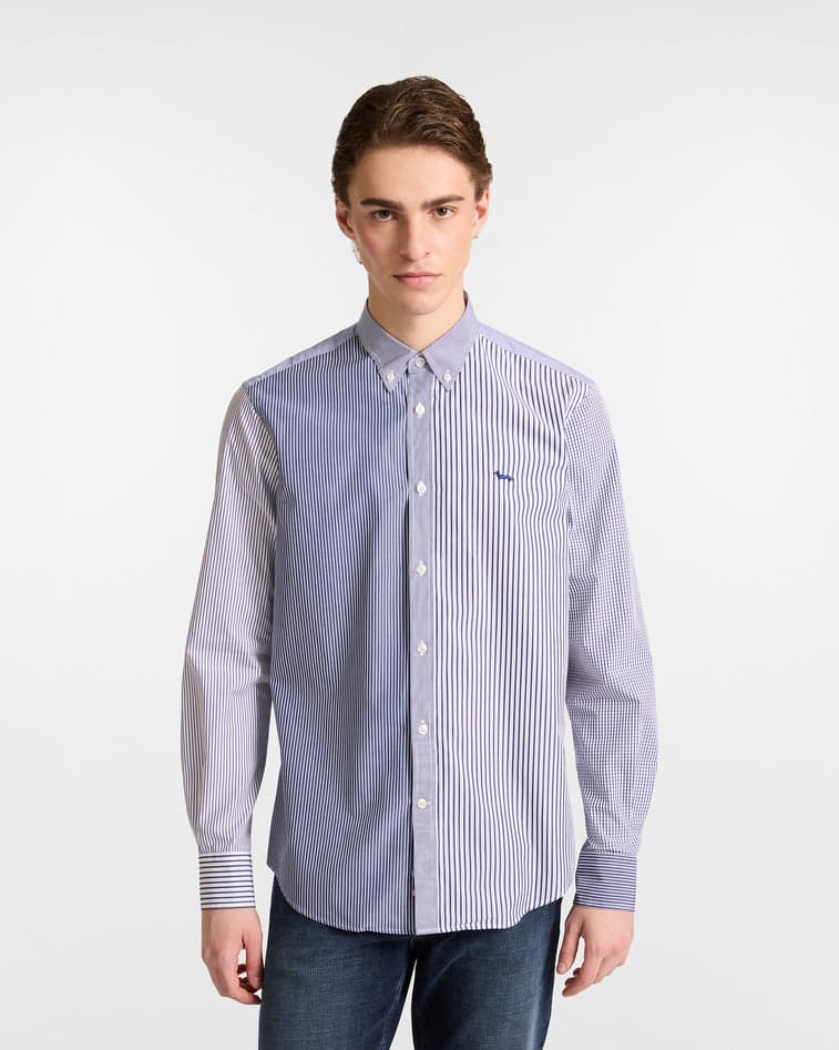 blue man shirt
