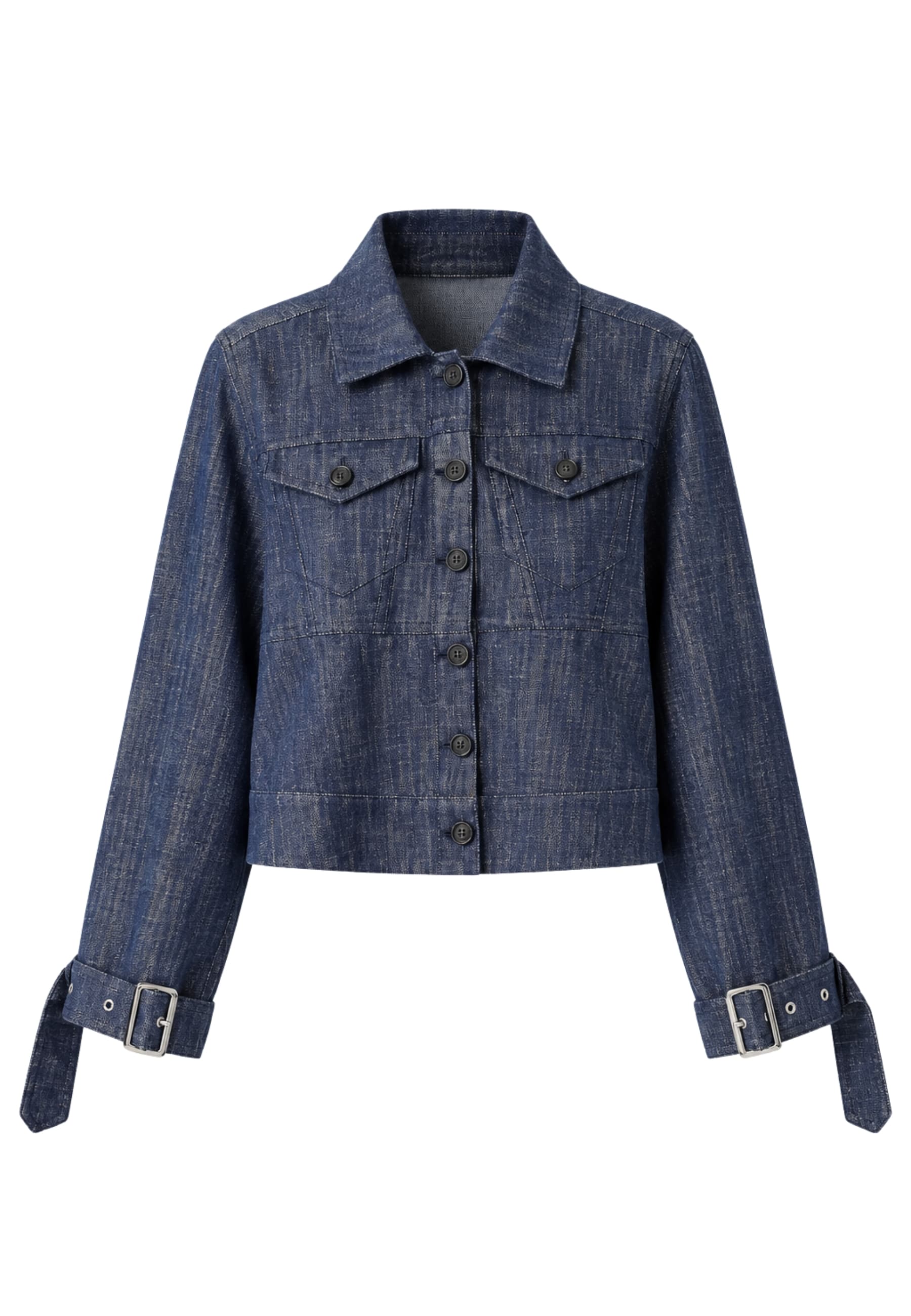 jeans jacket with buckles Meimeij