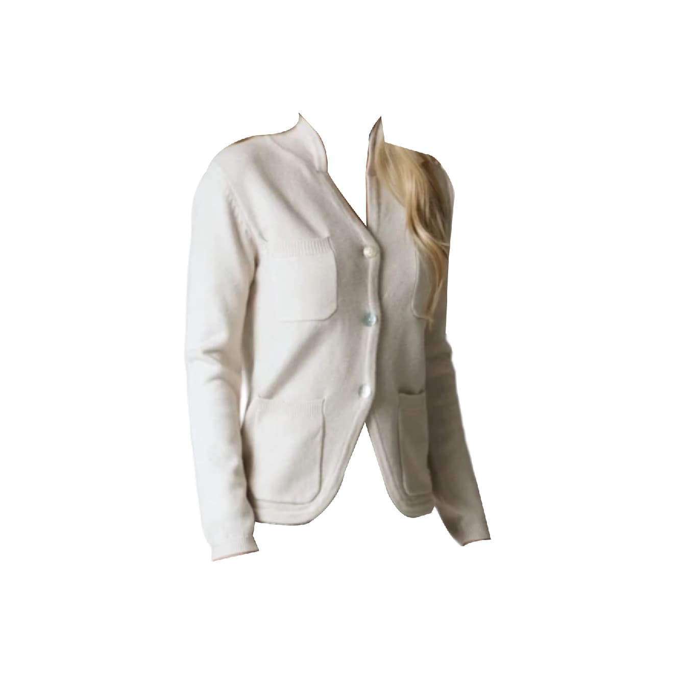 White Wise - Cardigan With Beige Pockets 18144