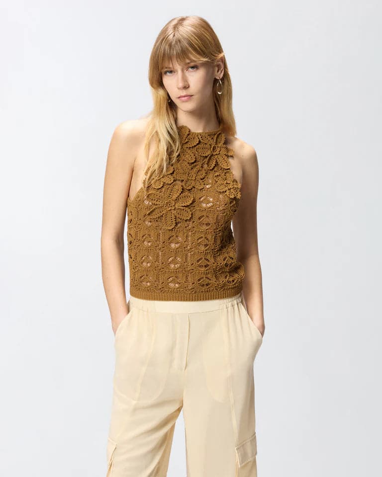 Pinko nymphaea top crochet sewon ss26