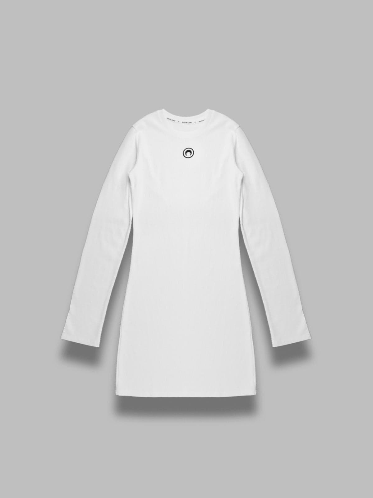 moon logo ribbed jersey ls mini dress
