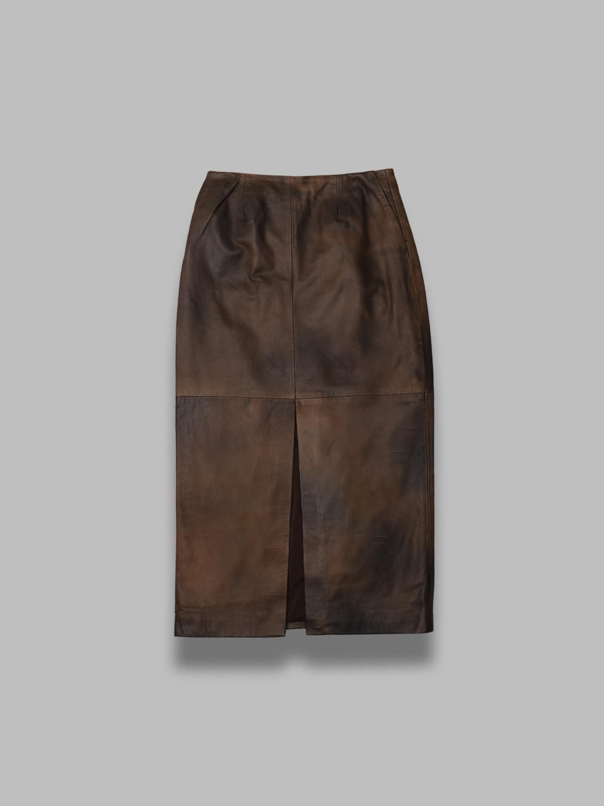 leather midi pencil skirt