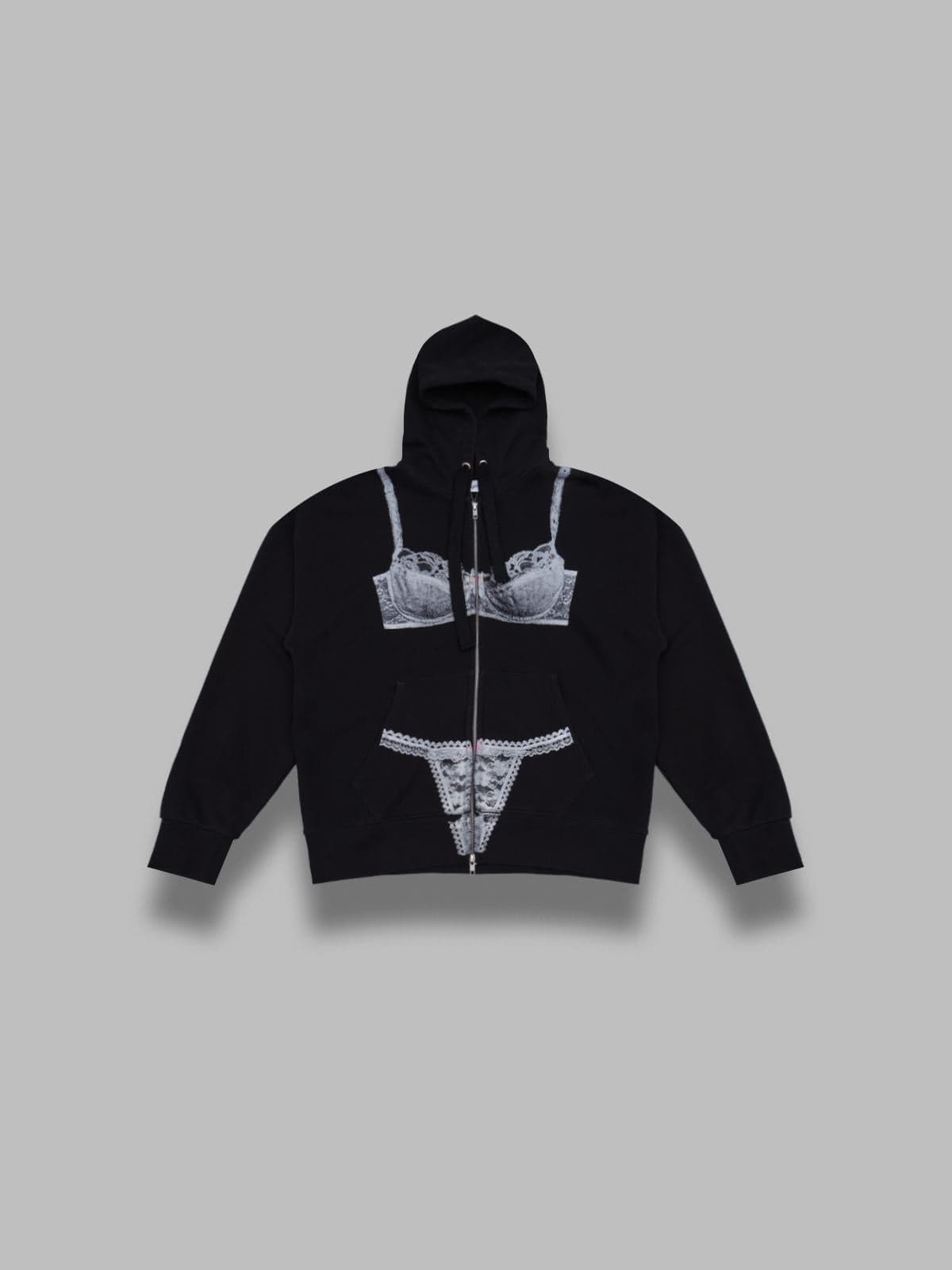 trompe l'oeil zip hoodie