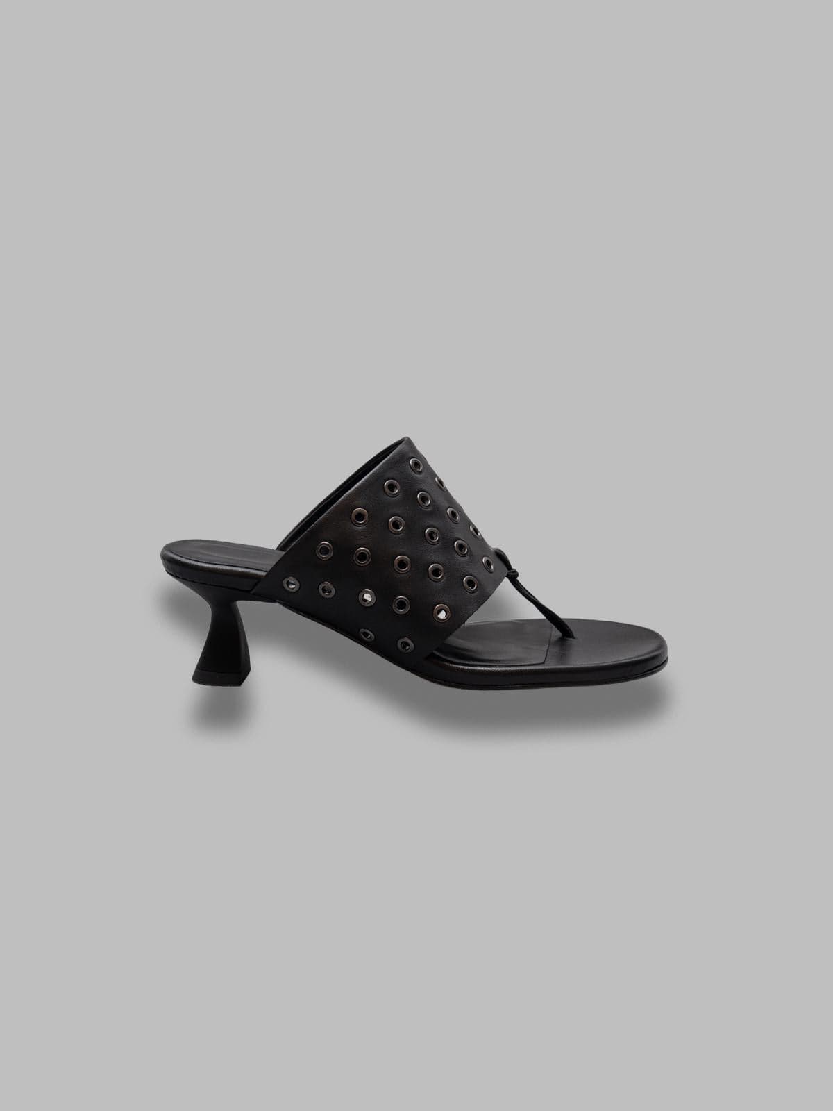black eyelets sandals