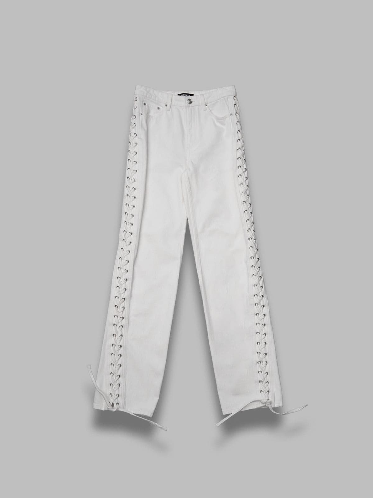 loose fit laced jeans