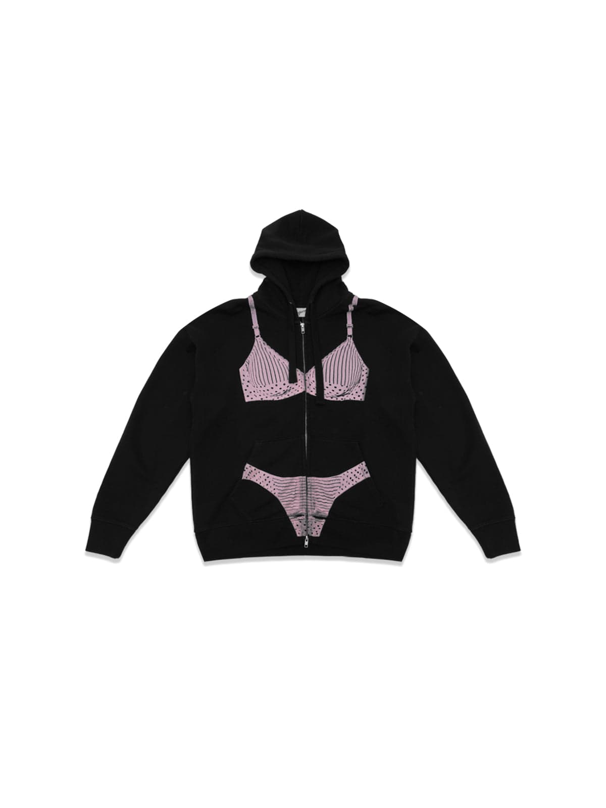 trompe l'oeil zip hoodie