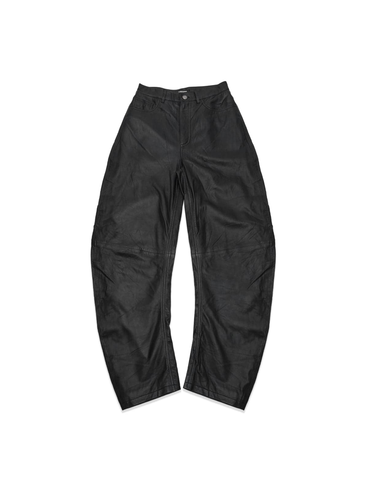 basket barrel leg leather pants