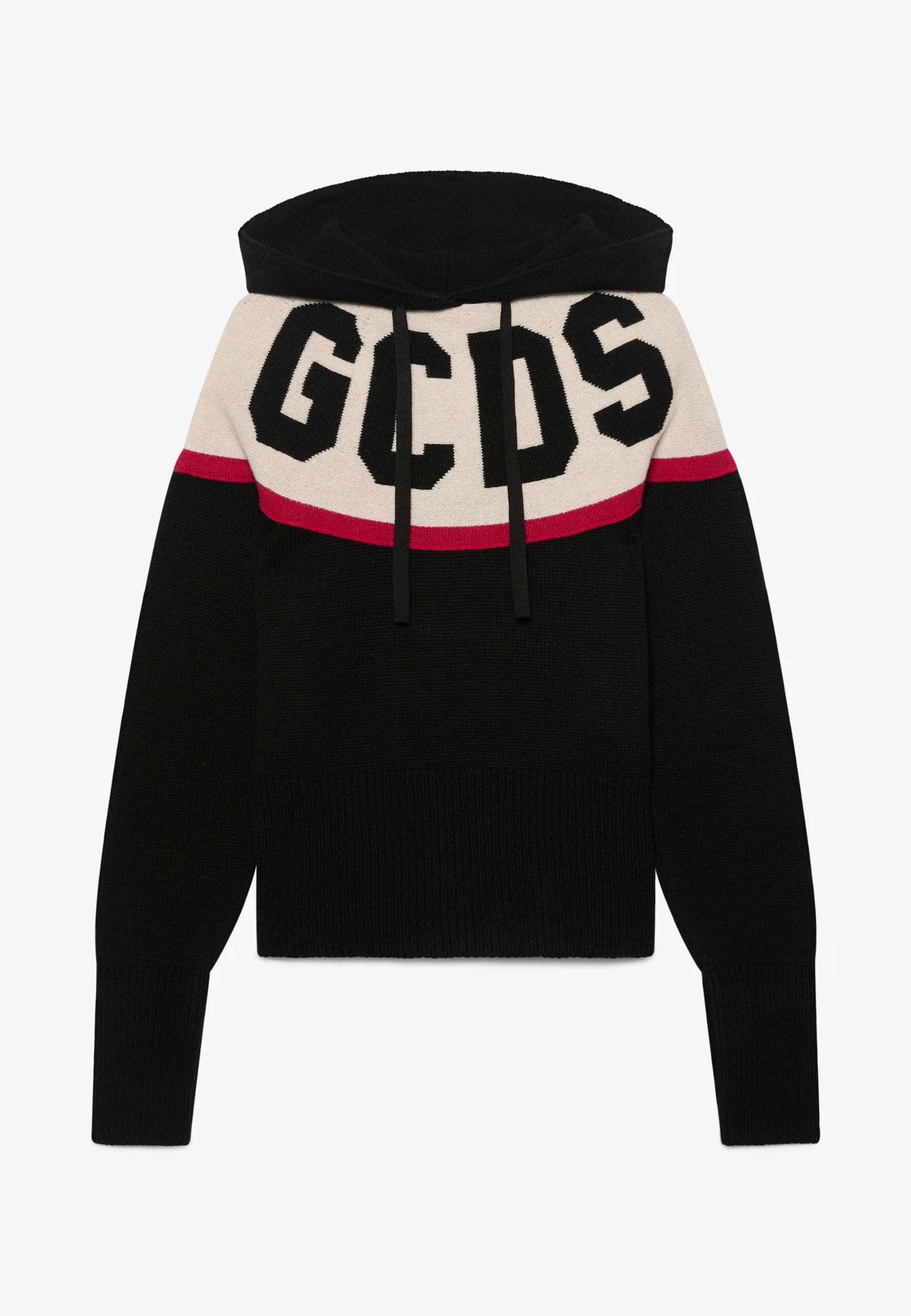 Gcds sweatshirt logo knit cropped hoodie