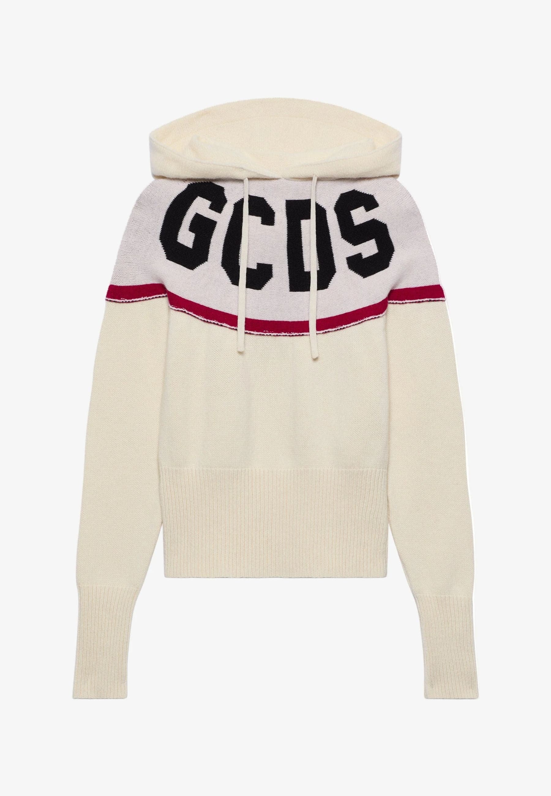 Gcds sweatshirt logo knit cropped hoodie