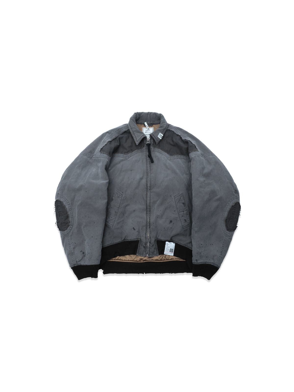 damaged black satin blouson