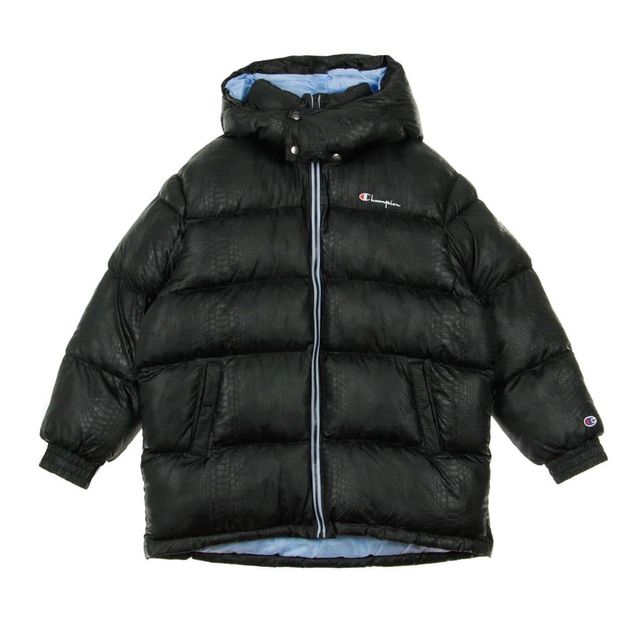Women's Long Jacket Black/azure down jacket