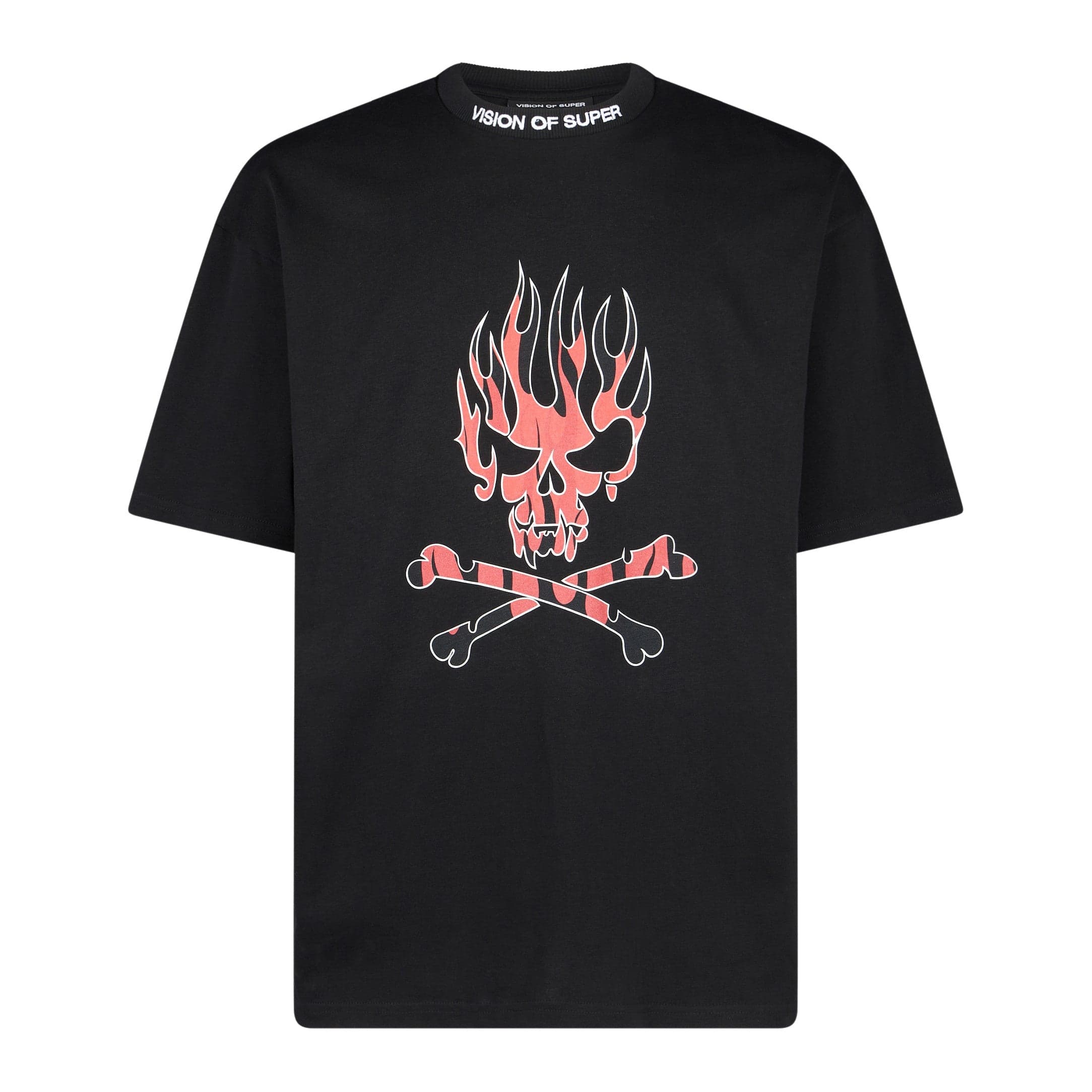 Men's T-Shirt Skull Print Tee Black/red