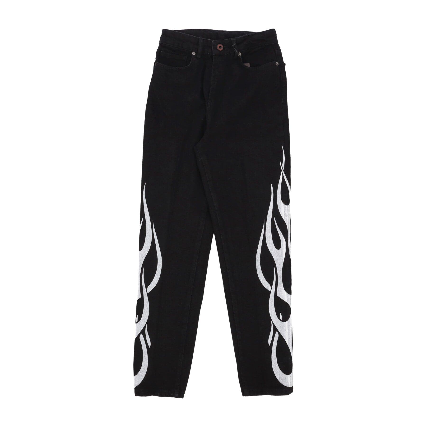 Men's Jeans Flames Denim Pants Black/white