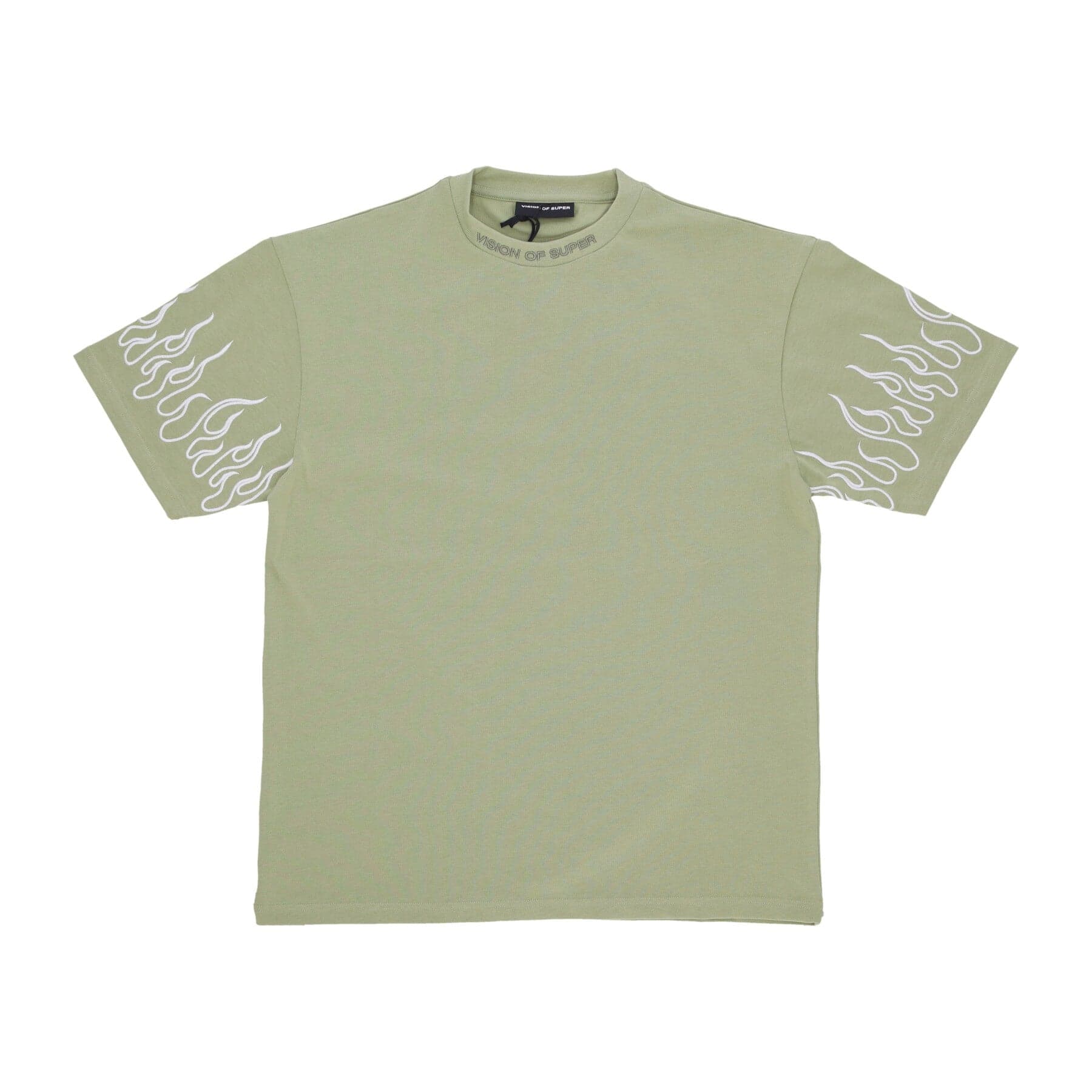 Embroidery Flame Tee Green Men's T-Shirt