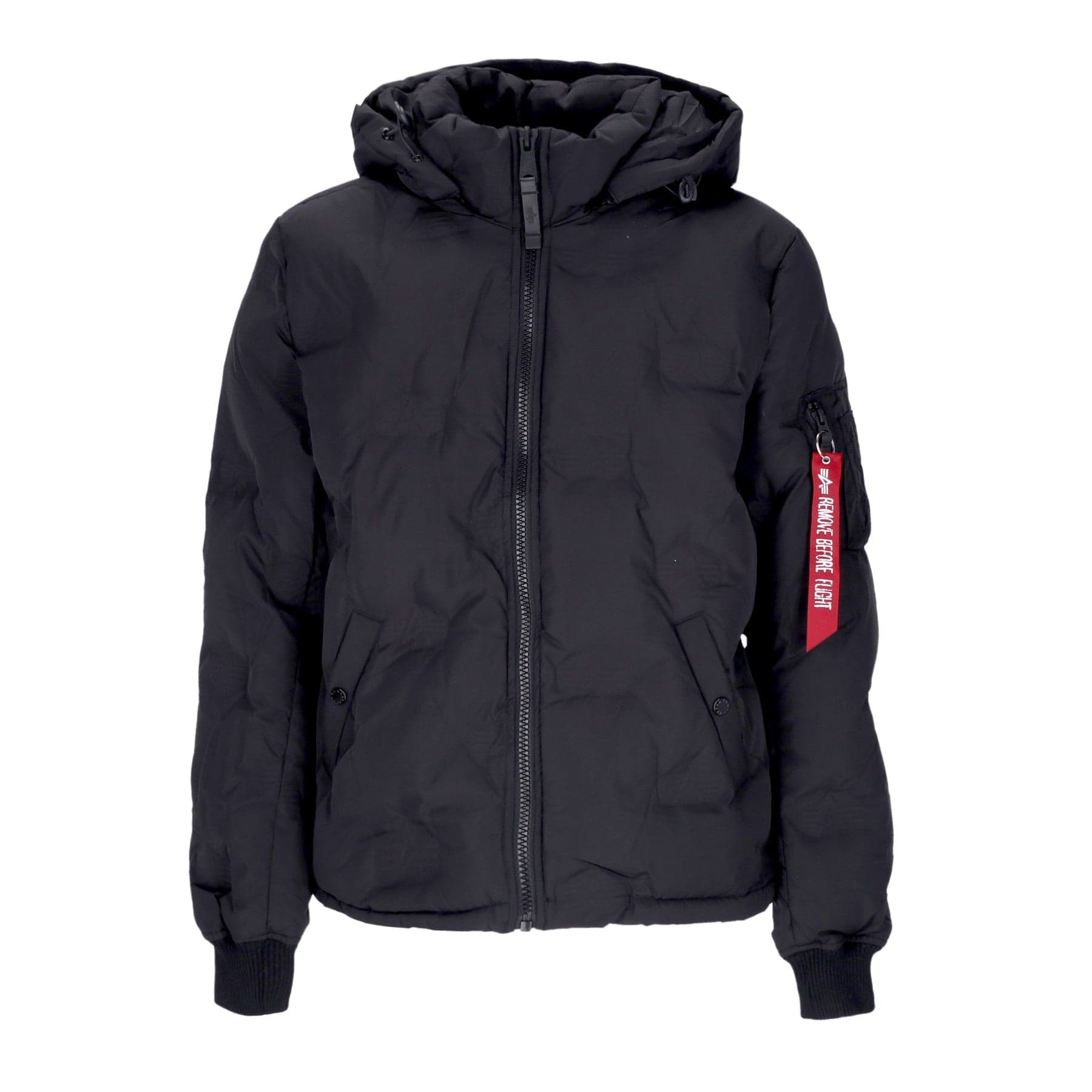 Men's Hooded Logo Puffer Black Down Jacket