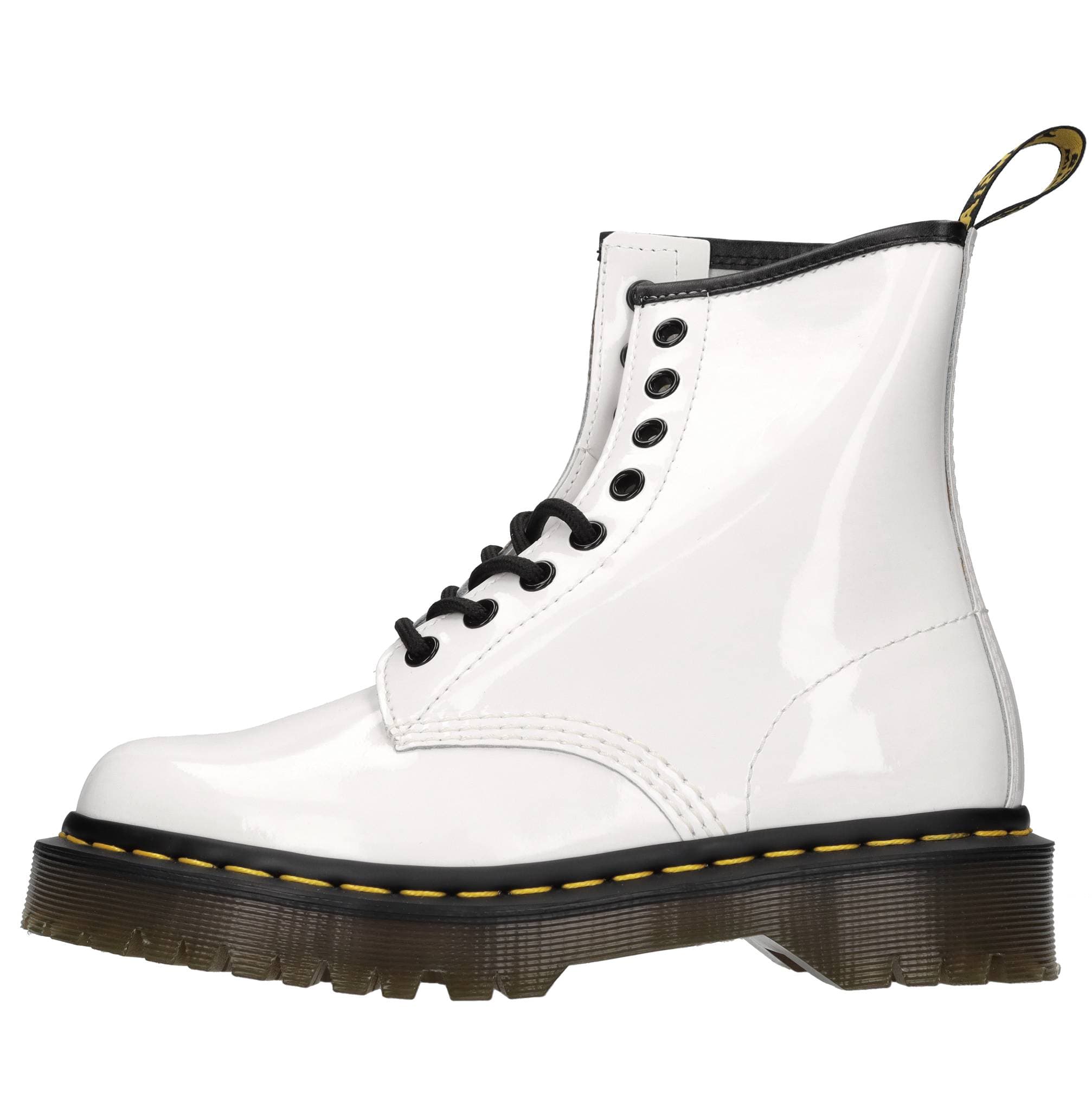 Patent leather combat boots — White