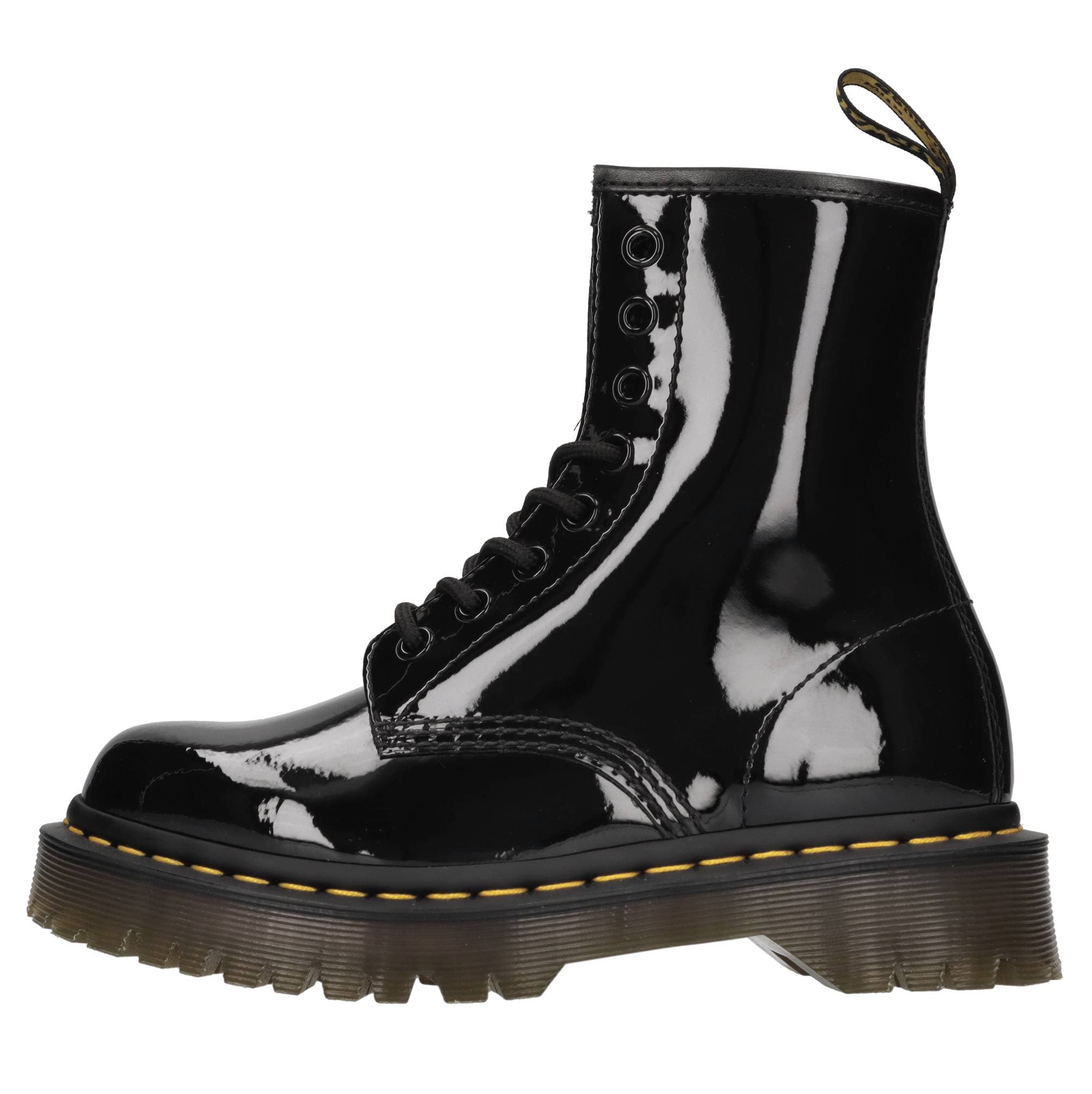 Patent leather combat boots — Black