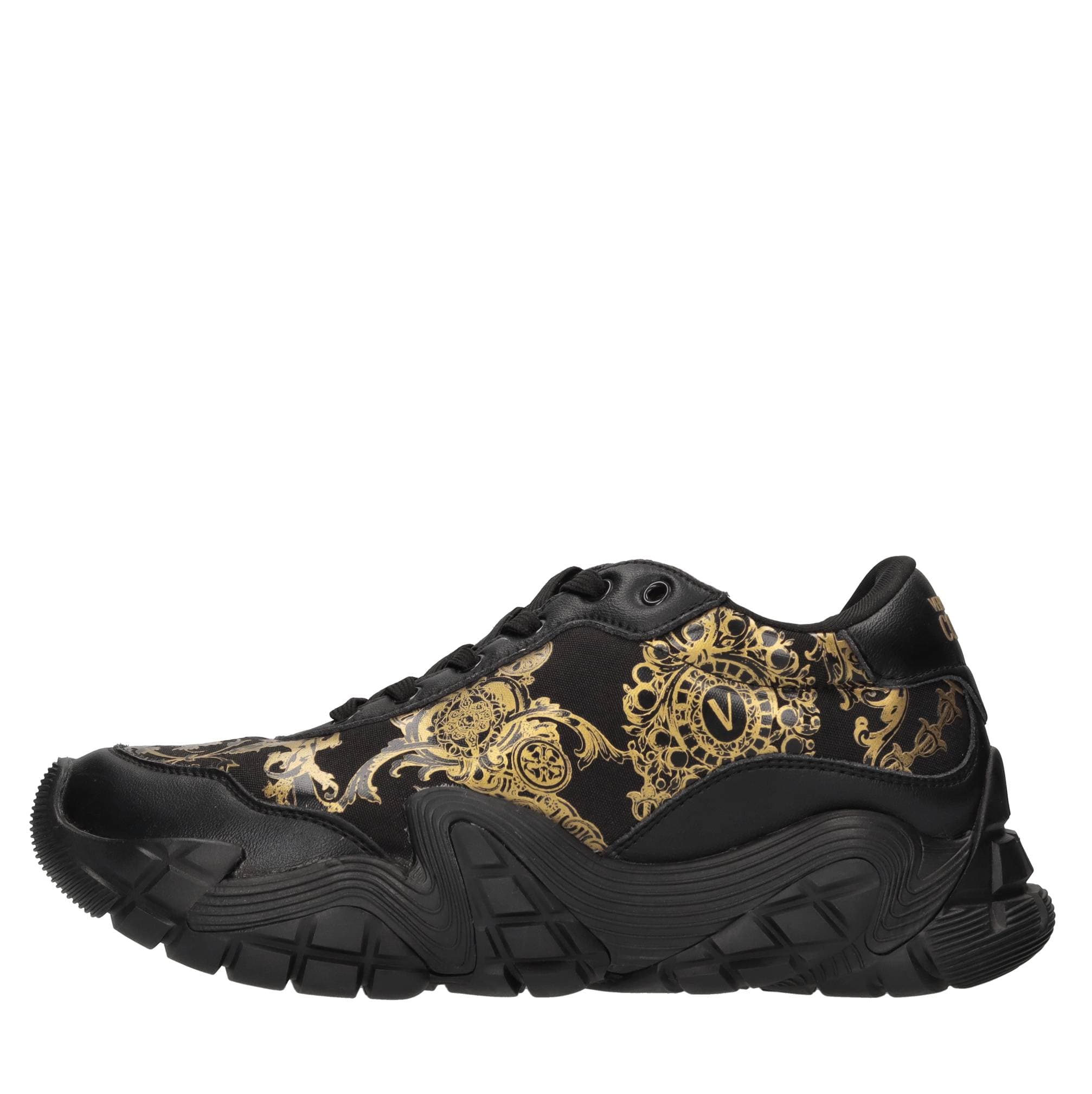 Leather and printed fabric sneakers — Multicolour
