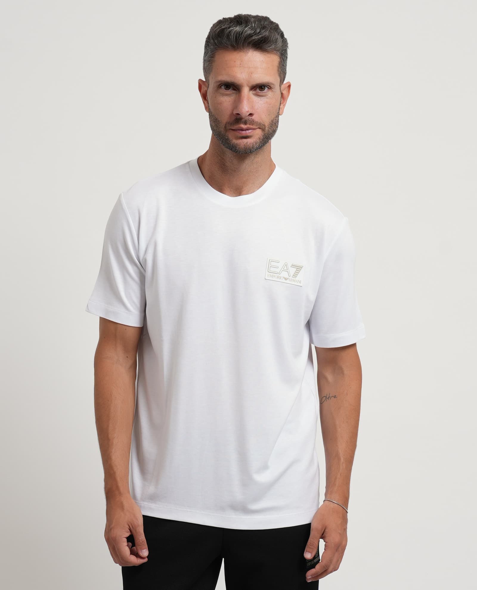 EA7 men's crew neck t-shirt with logo on — White