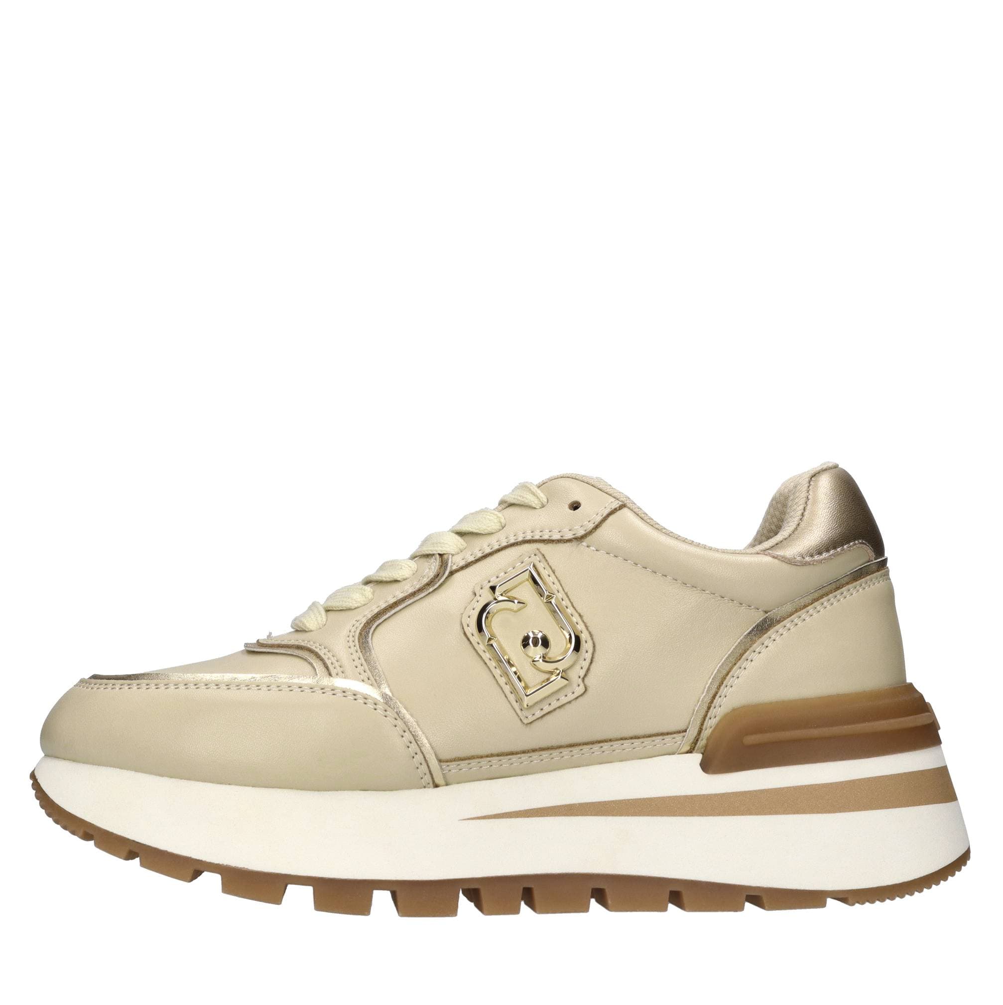 Sneakers made of leather and faux leather — Beige