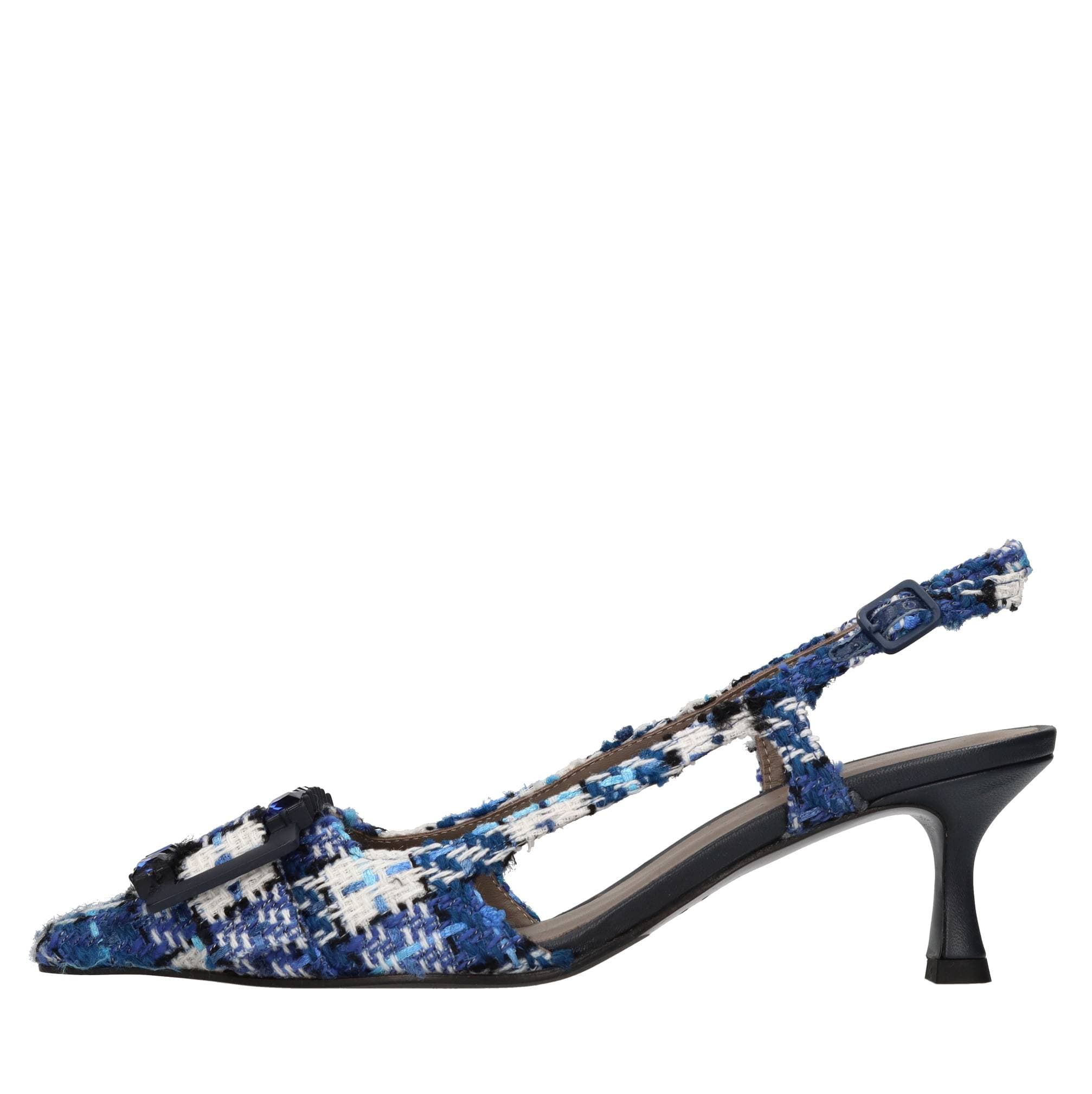 Fabric slingback pumps with jewel embellishment — Multicolour