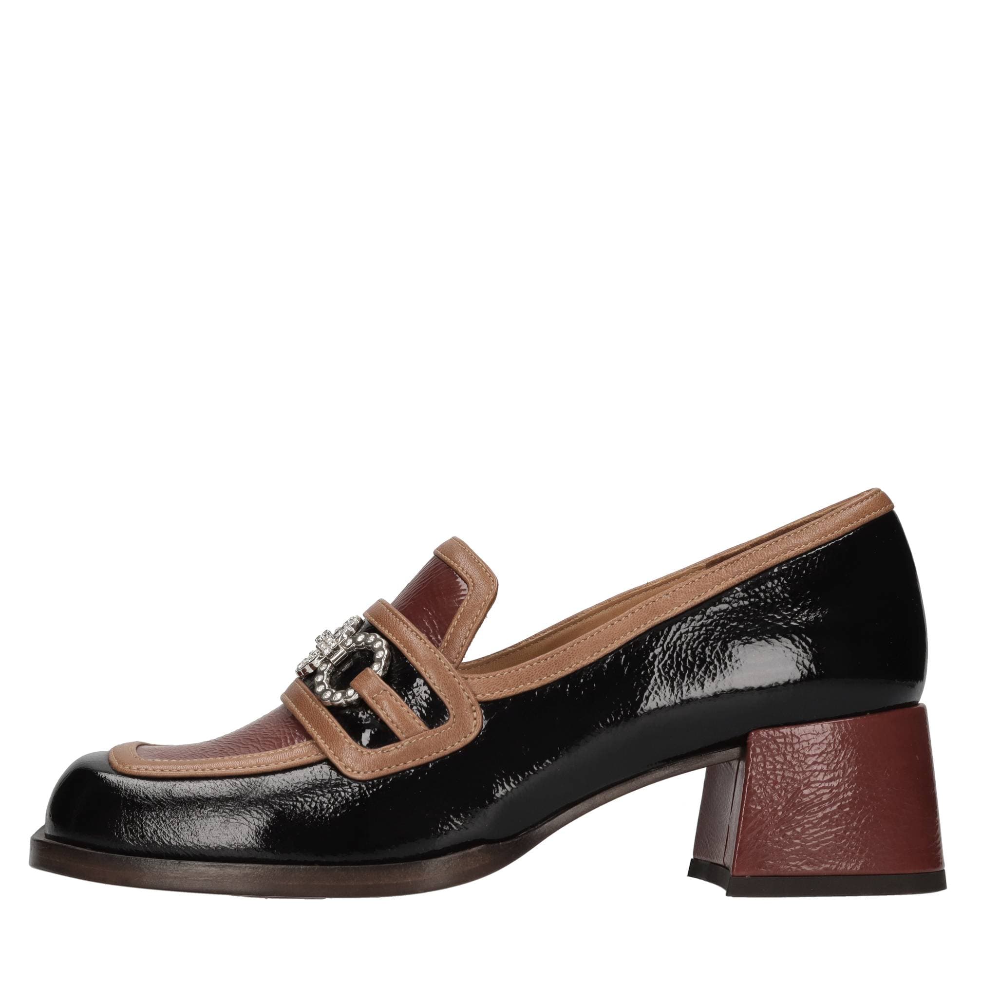 Leather loafers with jewel embellishment — Multicolour