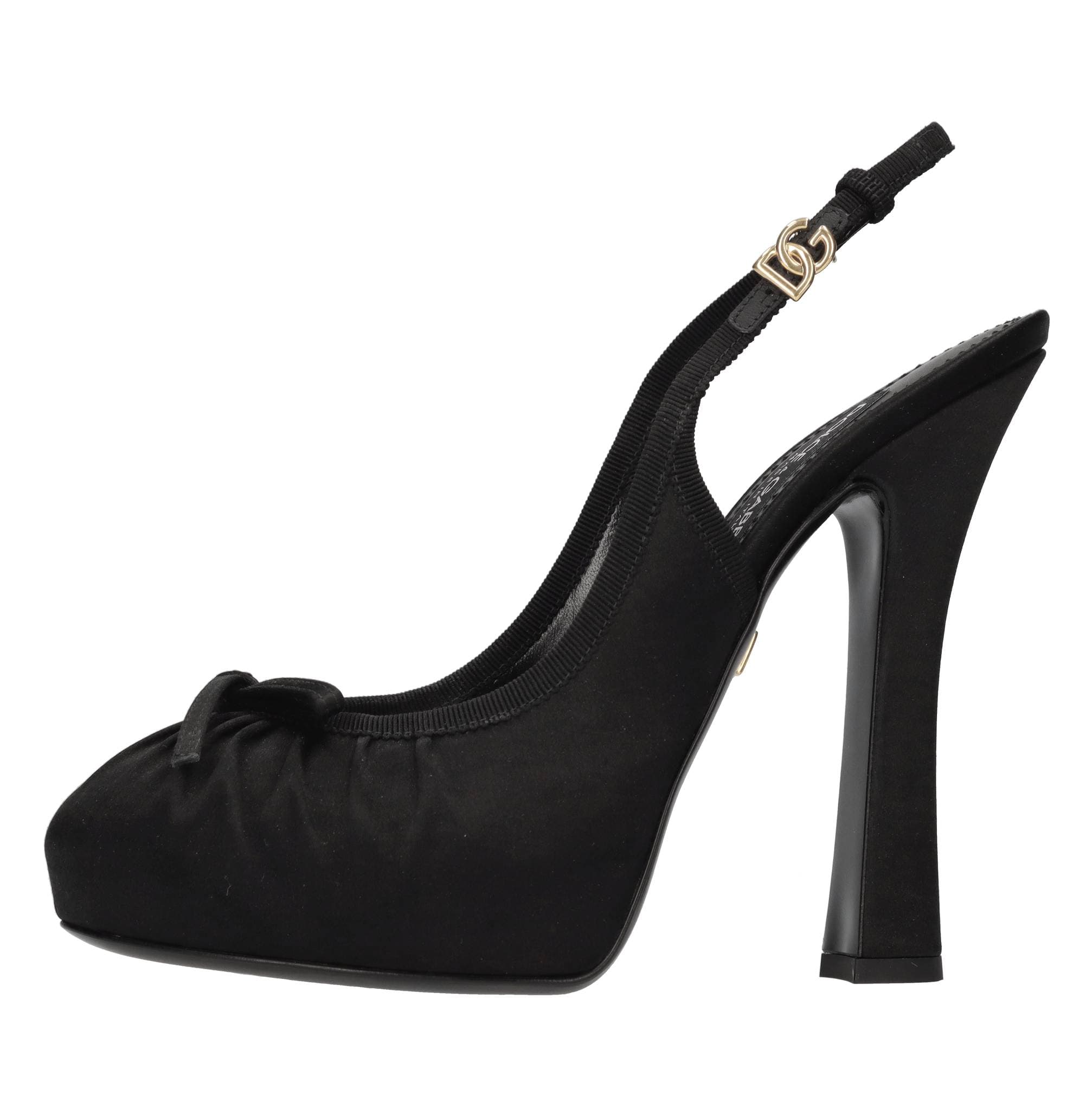 Vally satin slingback pumps — Black