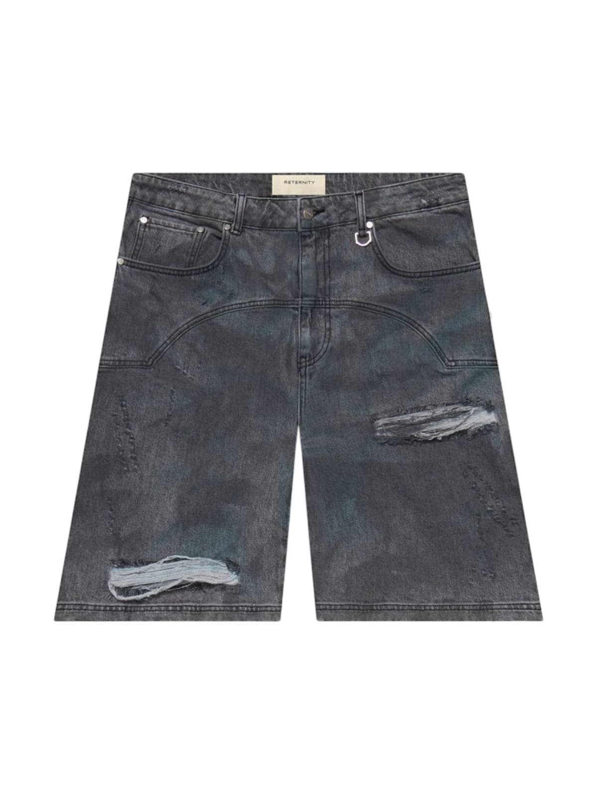 Reternity Painted artisan shorts in wide leg jeans - washed grey