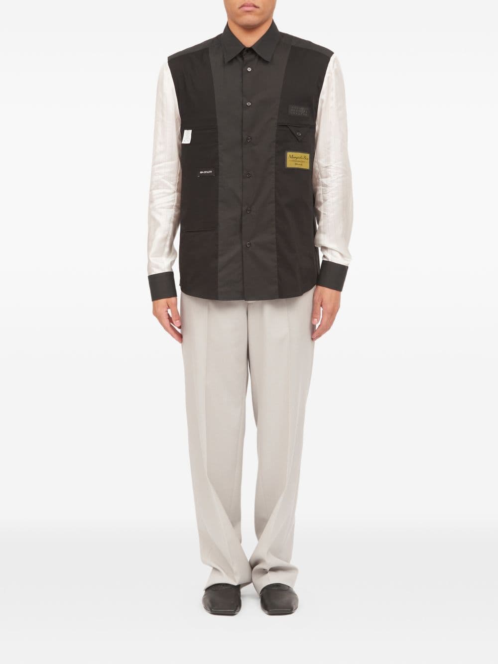 mm6 mason black shirt sleeves contrasting