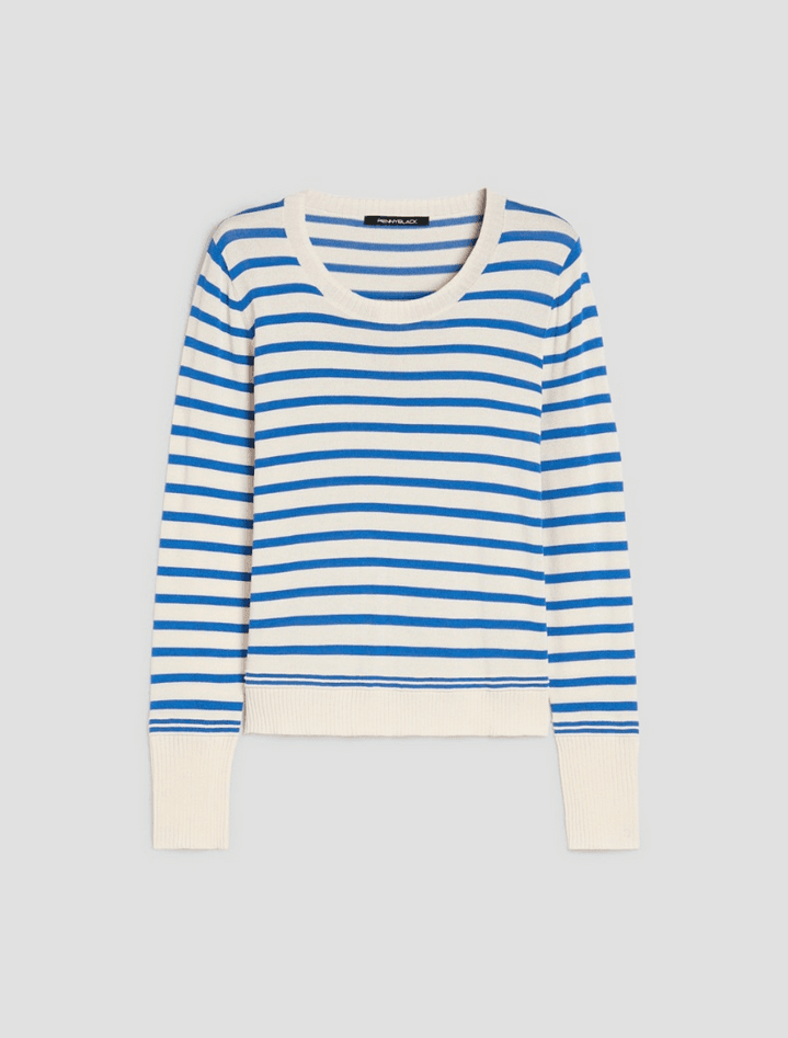 mesh in cotton blend and silk woman bluette