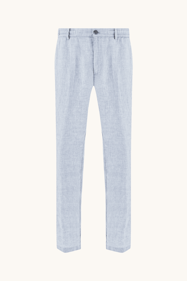 Chino trousers in linen with coulisse man blue