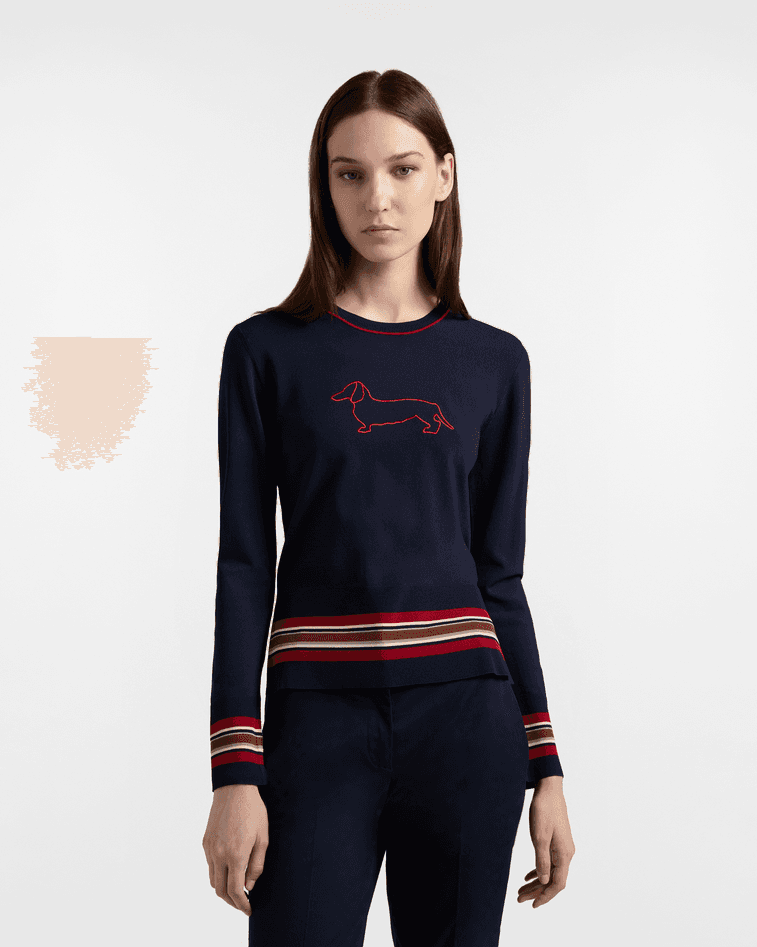 Crewneck mesh with maxi skirt woman blue navy
