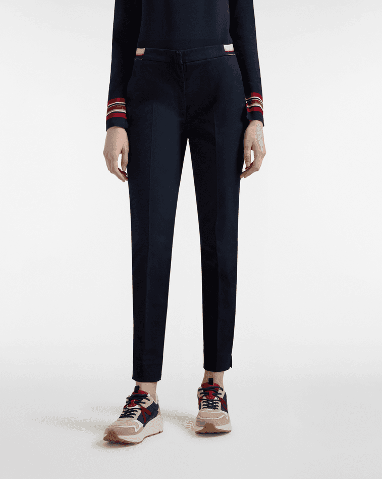 Chino pants with elastic woman blue