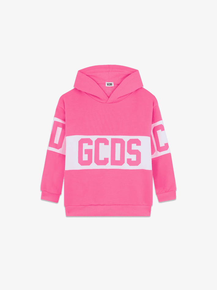 crew neck sweatshirt band logo baby/ fluo fuchsia