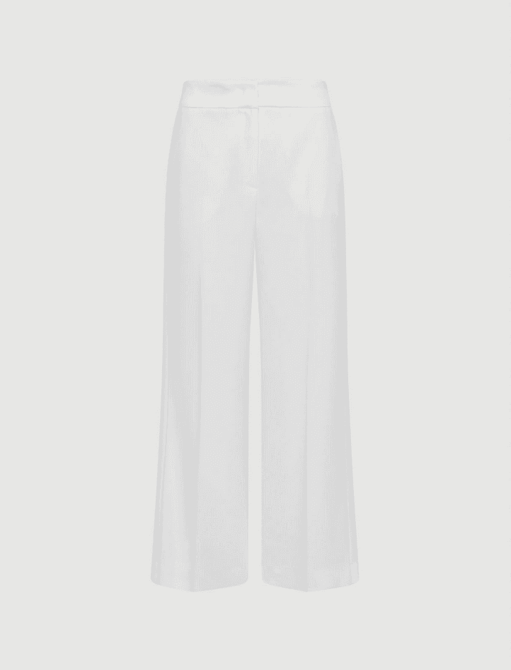 women's satin pants white wool