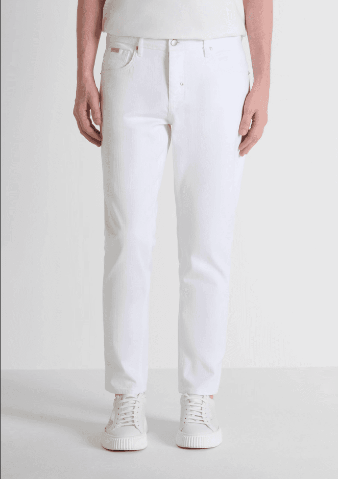 jeans slim fit man cream