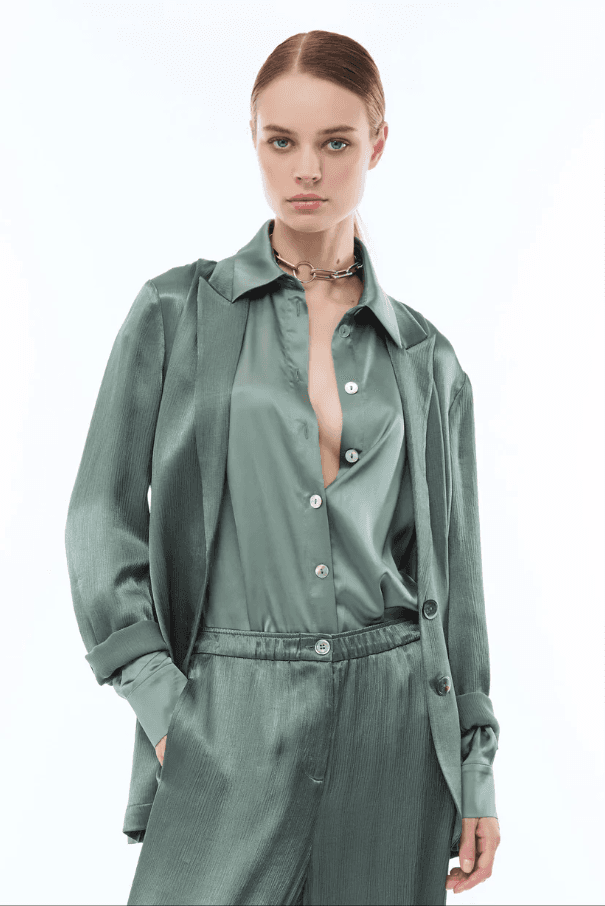 woman sage jacket