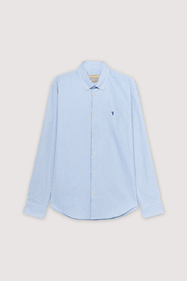 striped shirt man blue