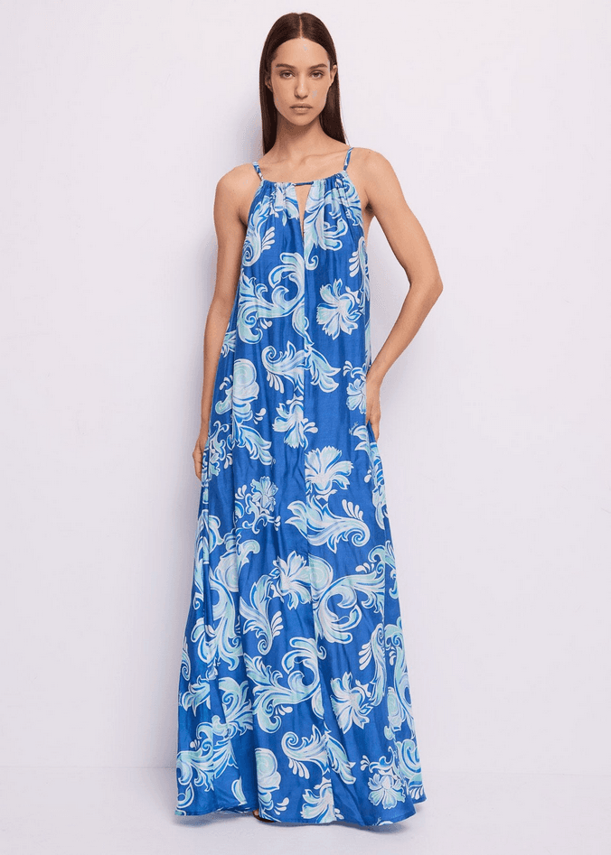 dress with print woman blue