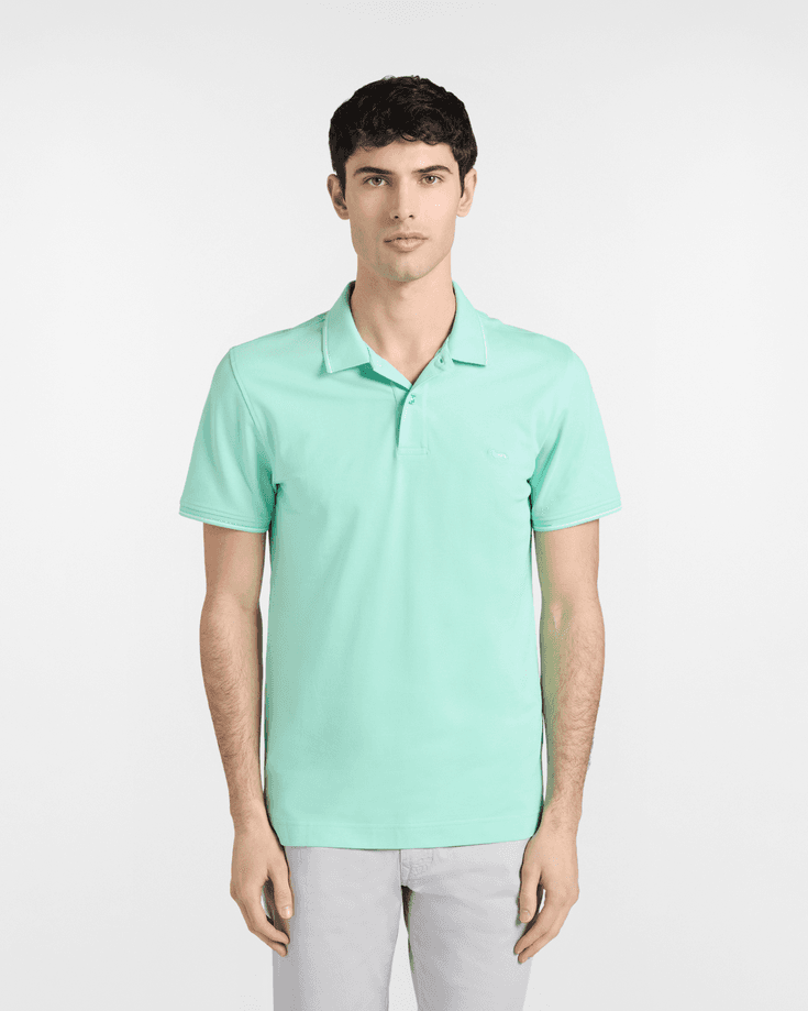 polo with striped details man green water