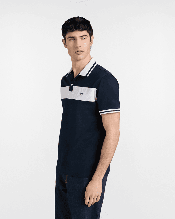 polo with contrast band man blue navy